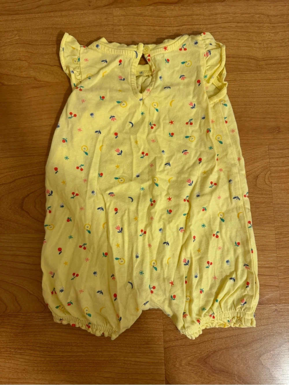 Gap Yellow Baby Romper with Tiny Fruit & Star Print